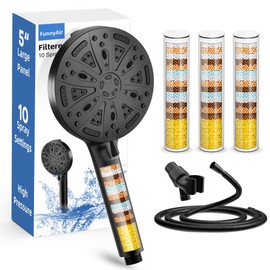 Black Filtered Shower Head Handheld, 3 Filters Hard Water Softener