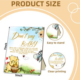 Winnie the Pooh Baby Shower Game Set, Include 1 Winnie Don't Say Baby Game Sign and 20 Mini Winnie Clothespins, Baby Shower Game Decor, Baby Shower Party Decorations Supplies