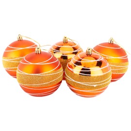 Christmas Concepts® Pack of 5-100mm Large Baubles - Shiny, Matte & Bead Design - Christmas Decorations (Copper & Gold)