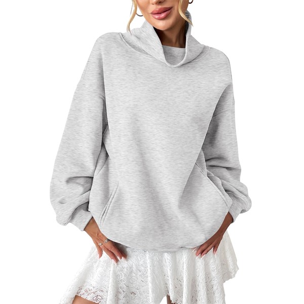 EasyGala Womens Fleece Oversized Sweatshirts with Pocket Turtle Neck Pullover