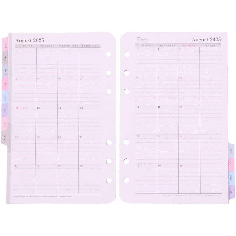 Franklin Planner 7 Habits Daily Refill, 12 Month Edition, Begins