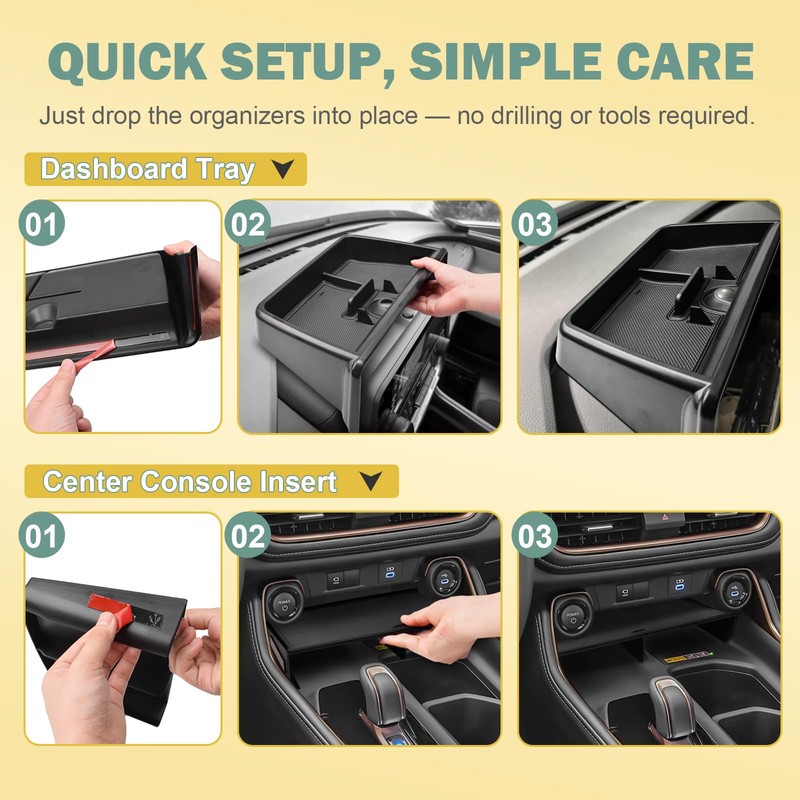 3PCS Center Console Organizer Set for 2024-2026 Toyota Grand Highlander