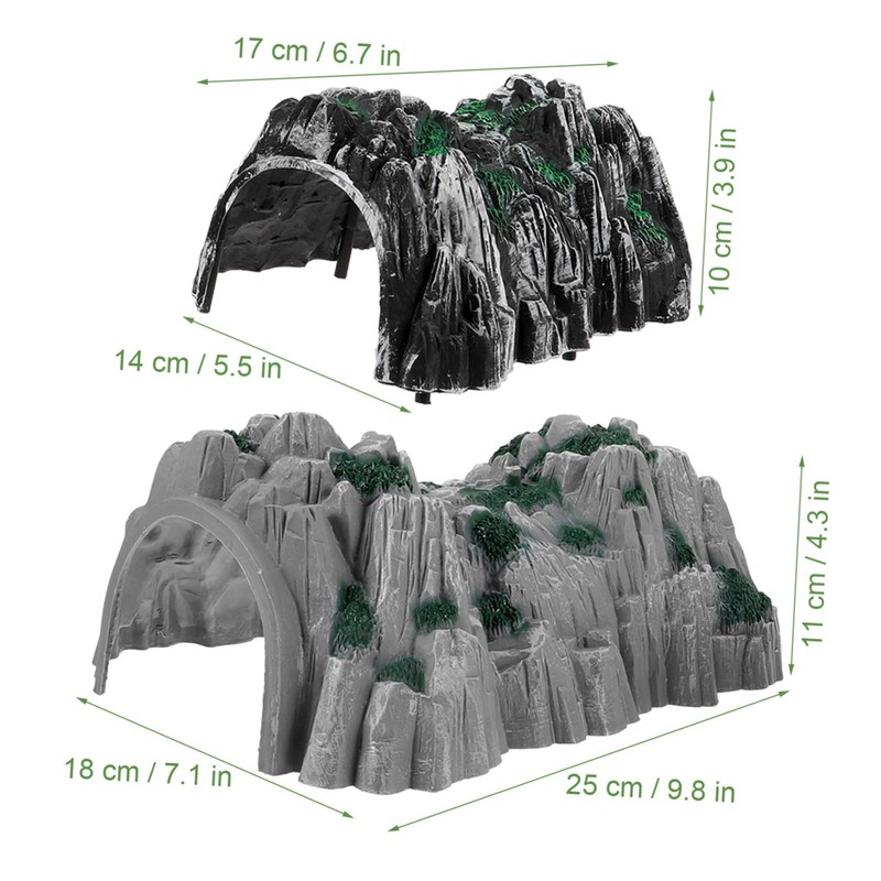 jojofuny 2Pcs Train Tunnel Model Realistic Cave Accessory for Railway