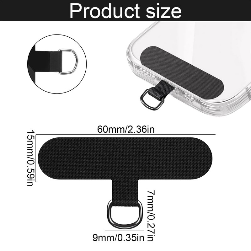 2 Pieces Black Universal Phone Chain Phone Lanyard Patch Ultra