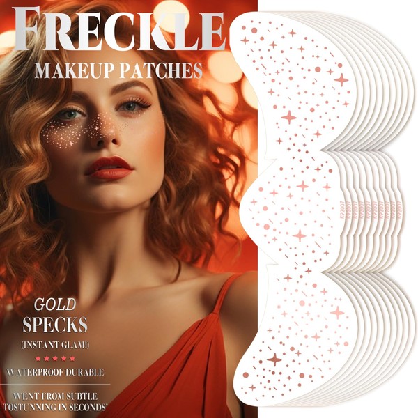 K92007 Freckles Face Tattoo, 10 Sheets Sparkle Speckles Patches, Face