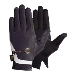 AK Horse Riding Gloves Equestrian Ladies Gloves with Bit Chain Running Gloves (Black/White, S)