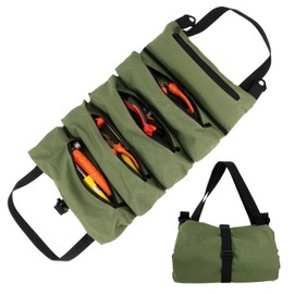 Yesaler Mehrzweck Werkzeug Rolltasche Roll Up Pouch Werkzeugrolle Schraubenschlüssel Rolltasche mit 5 Reißverschlusstaschen für Gartenarbeit Grün