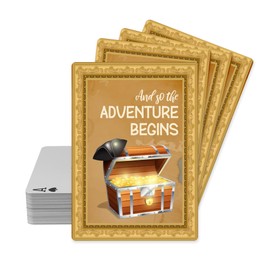 Journo Treasure Map Pirate Themed Standard 52 Deck of Playing Cards, Nautical Anchor Compass Treasure Chest Poker Bridge Deck, Travel Game Cards (Treasure Chest)