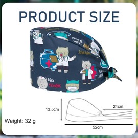 THXFUNAREA Surgical Caps, Fabric Nurse, Surgical Caps, Women/Men, Adjustable Work Cap for Nurses & Doctors, Dust Cap for Hospital & Beauty Care, Soft & Breathable