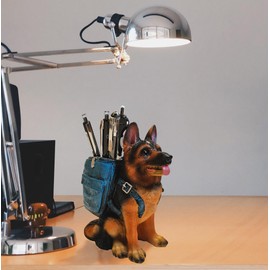 Cute Dog Pen Holder for Desk ，Pen Pencil Cup Creative Desktop Pen Organizer Pencil Cups for Desk Unique Desk Accessories Decor for Home Office School German Shepherd Gifts for Dog Lovers