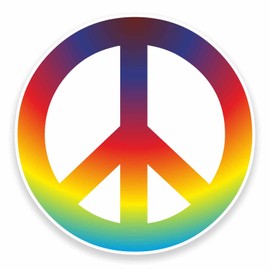 2 x 10cm Peace Vinyl Sticker Symbol Hippy Camper Van Badge Surf Girls #9605 (10cm Wide x 10cm High)