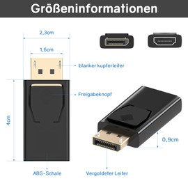 4 x DisplayPort to HDMI, 1080p DP to HDMI, HDMI DisplayPort Adapter, HDMI to DisplayPort Adapter, DisplayPort to HDMI Adapter, DP to HDMI Adapter for Dell, Lenovo, HP, GPU, AMD
