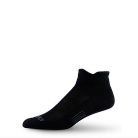 USA Made - Running No Show Socks - Merino Wool Micro Cushion - Moisture Wicking Running Sock - Black - Medium