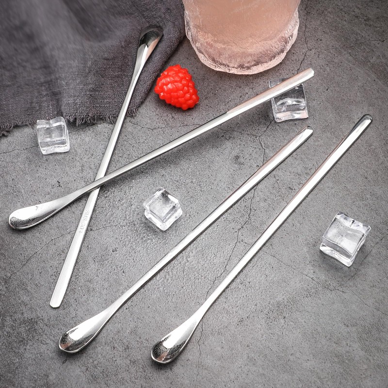 Ice Tea Spoon, Long Spoon, 4-Piece Stainless Steel Mixing Spoon