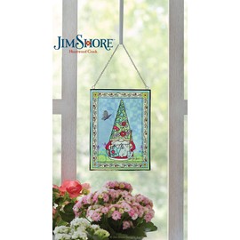 Enesco Jim Shore Heartwood Creek Garden Gnome Suncatcher- Handcrafted Copper and Glass Window Hanging Decorative Hand Painted Sun Catcher Indoor Home Decor, 7 Inch