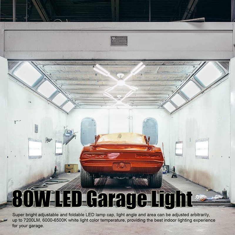 80W LED Garage Ceiling Light E27 Deformable LED Garage Light