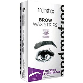 VEGAN Andmetics - Tiras de cera para cejas más gruesas y llenas, depilación con aloe vera, 8 tiras + 4 toallitas calmantes, tiras patentadas