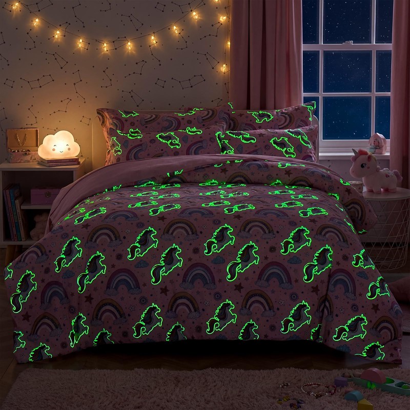 Kautudrum Glow in The Dark Kids Comforter Set, 5 Piece