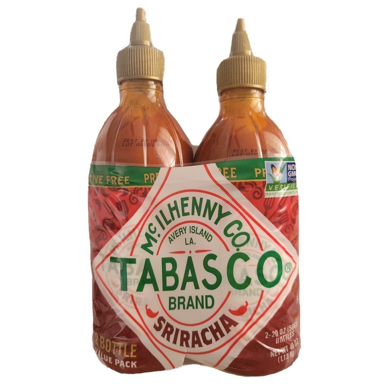 TABASCO SRIRACHA PRESERVATIVE FRRE HOT SAUCE Non GMO 2 Bottles