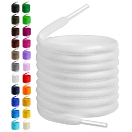 BIRCH's Oval Shoelaces 27 Colors Half Round 1/4" Shoe Laces 4 Different Lengths (56" (142cm) - XL, White)
