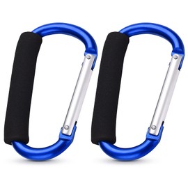 Carabiner Clip, 5.5 inch Locking Clip Soft Sponge Handle Large Carabiners Clip Set for Outdoor, Fishing, Hiking, Camping, Badge, Water Bottle 2 Pcs (Blue)