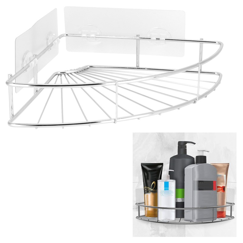 Stainless Steel Bathroom Corner Shelf Shower Shampoo Soap Storage Organizer