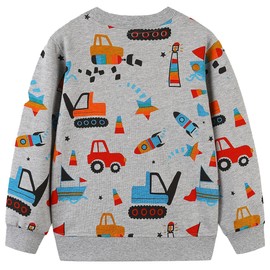 Koonde Boys Jumper Cotton Crewneck Sweatshirt Cartoon Long Sleeve Casual for Kids Toddlers 1.5-7 years (as8, age, 5_years, 6_years, Grey Exca 6T, 1008)