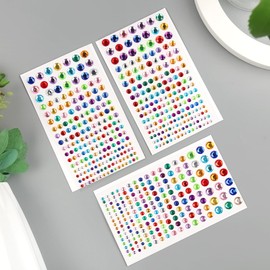 Self Adhesive Face Gems and Pearls for Makeup, Festival Jewels, Hair Gems Pearls, 3/4/5/6/8 mm Round Rhinestone Stickers for Face, Eye, Makeup, Body, Crafts 591Pcs (05_Color)