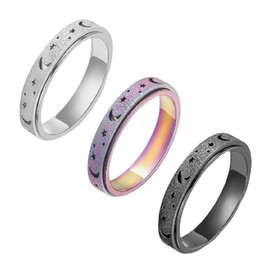 Toys Adults Anxiety Ring for Women， Stainless Steel Fidget Ring Metal Fidget Toys Anxiety Relieving Ring Men (Multiple colors, One size)