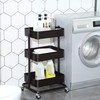 SONGMICS 3-Tier Metal Rolling Cart, Utility Cart, Kitchen Cart with