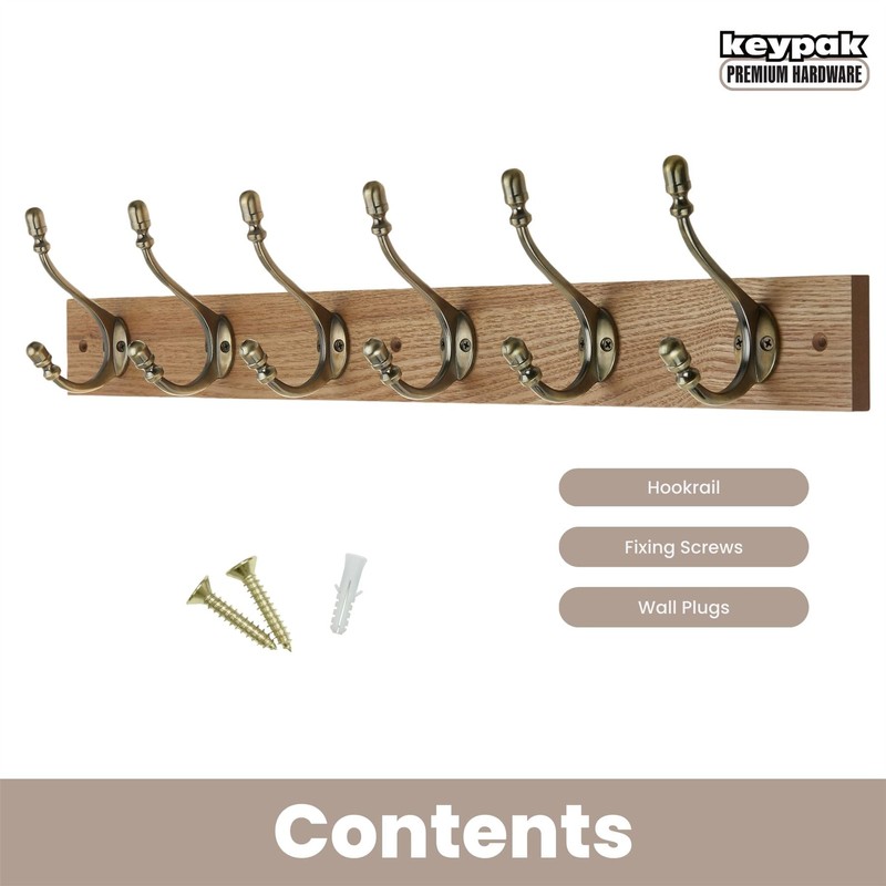 keypak Rustic Wall-Mounted Coat Rack 6 Hook Rail, 69cm, Handcrafted