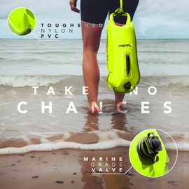 Swim Buoy for Open Water with Dry Bag 15L - Fully Waterproof Swim Bubble - Be Safe with Higher Visibility, Toughened Nylon and Rest Handle Swimming Buoy - Open Water Swim Buoy for All Season Swimmers