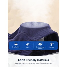 3 Pcs Men’s Incontinence Pants Incontinence Boxer Brief with Absorbent Pad 300 ML Urine Volume Cotton Washable Reusable Leakproof Incontinence Pants for Men Blue Size XL