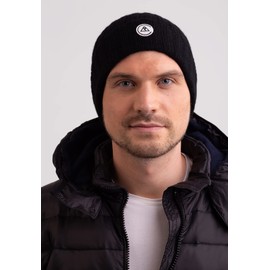 CASH-MERE.CH 100% Cashmere Rib Hat | Beanie (Black, One Size)