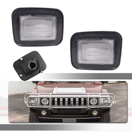 Tonsya For 2003 2004 2005 2006 2007 2008 2009 Hummer H2 Front Corner Turn Signal Parking Lights Housings Replacement Smoked Lens