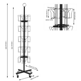 mignonnememe Greeting Card Display Stand Rotating Display Stand 360° Spinning Card Display Rack with 20 Pockets for Exhibitions Office Trade Show Black