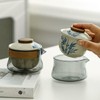 Floral-Themed Portable Tea Set, 1 Ceramic Teapot and 3 Mini