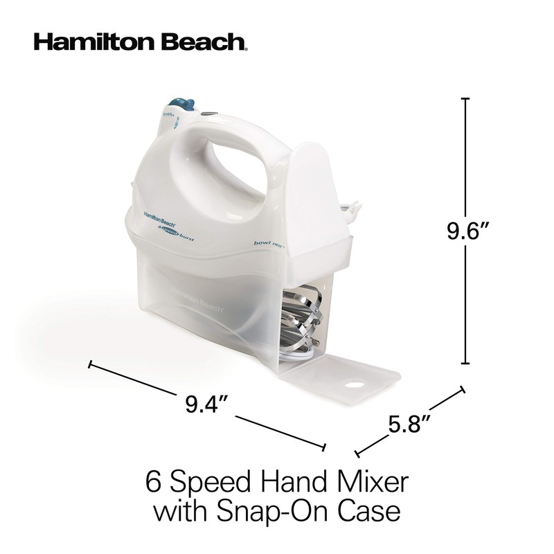 Hamilton Beach Power Deluxe 6-Speed Electric Hand Mixer with Snap-On