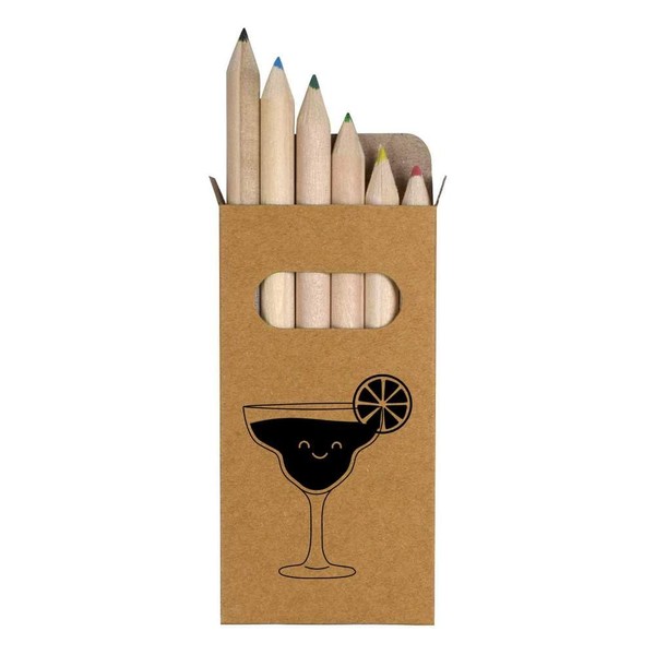 Azeeda 6 x 'Magarita Outline' Short 85mm Pencils/Coloured Pencil Set