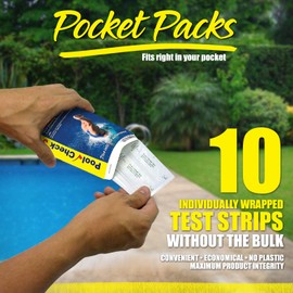 Industrial Test Systems Pool Check 3in1 | 10 Individually Wrapped Test Strips in Pocket Pack | Test Free Chlorine, Alkalinity, & pH | Ideal for Public Pools & Waterparks