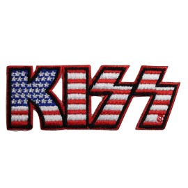 Kiss Music Band American Flag Logo Embroidered Iron On Patch - 93-K