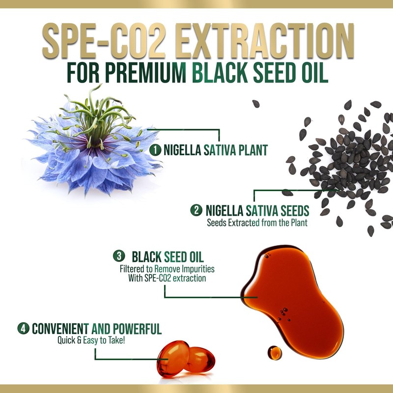 Black Seed Oil Capsules 1000mg - Premium Nigella Sativa Blackseed,