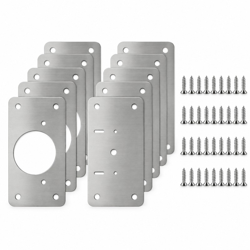 Cabinet Hinge Repair Plates Set of 10 – Stainless Steel