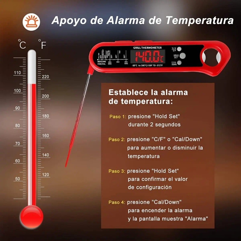 Huryfox Termómetro Digital De Sonda Doble Para Carnes, Horno