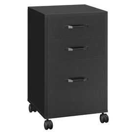VASAGLE File Cabinet, 3 Drawers Filing Cabinet for Home Office, with Wheels, for A4, Letter Sized Documents, Hanging File Folders, Ink Black UOFC065B16