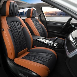 MINGBRON Leather Car Seat Covers,Car Seat Protector Waterproof,Seat Covers Full Set, Car Seat Protectors 5 Seats,Automotive Seat Covers Fit Most Cars Black&Brown