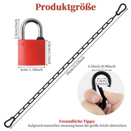 Steel Chain Stainless Steel Chain Chain Safety Chain Metal Chain with Lock Black Stainless Steel Chains 51 cm / 20.08 Inch with Carabiner for Doors, Garden Gates, Horse Stable, Pet Cages, Garden Gates