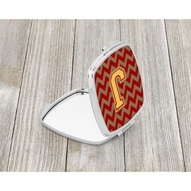 Caroline's Treasures Letter J Chevron Garnet and Gold Compact Travel Mirrors, Multicolor