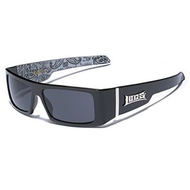 Locs Men's Flat Top Original Gangster Shades Men's Hardcore Rectangle Dark Lenses Bandana Print - White - One Size, Black | White Bandana Print