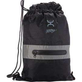 HOOEY Black & Grey Weather Tight Backpack - Drawstring Gym Bag w/Front Zipper Pocket, Lightweight & Durable Sports Sack for Travel, Gym, and Outdoor Activities